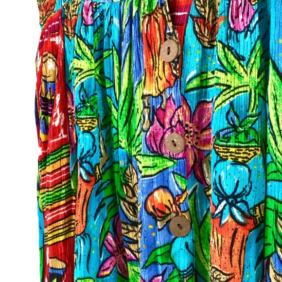 Baileyb Vtg Tropical Rainbow Collared Dress Sz S - Picture 4 of 8